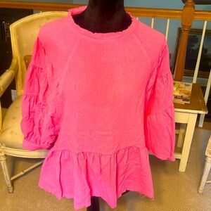 Super cute drop waist raw edge hem top